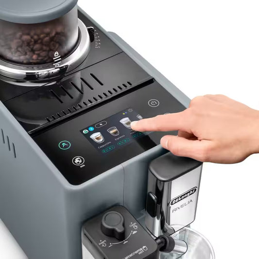 De'Longhi - Rivelia With Auto Milk Fully Automatic Coffee Machine Pebble Grey EXAM440.55.G — BambiniJO Jordan