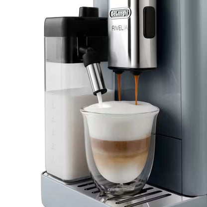 De'Longhi - Rivelia With Auto Milk Fully Automatic Coffee Machine | Pebble Grey | EXAM440.55.G