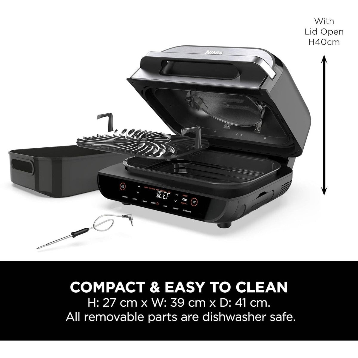 Ninja - Foodi MAX Health Grill and Air Fryer| 3.8L | 1750W | Ceramic Coated