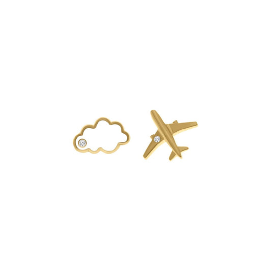 Cloud & Plane Kid's Diamond Earrings