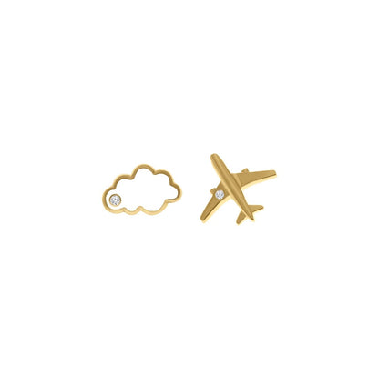 Cloud & Plane Kid's Diamond Earrings