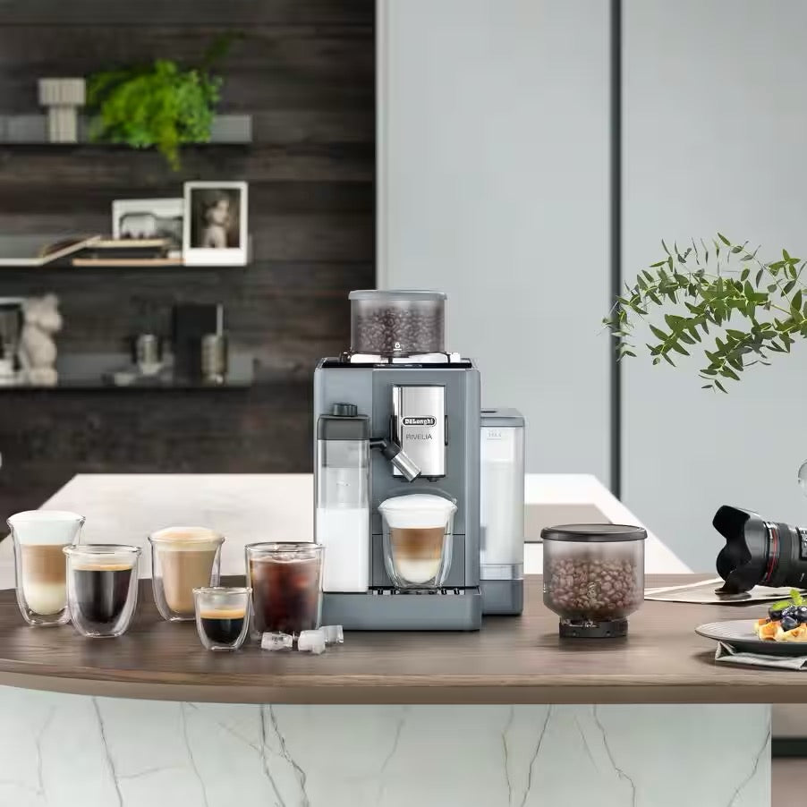De'Longhi - Rivelia With Auto Milk Fully Automatic Coffee Machine | Pebble Grey | EXAM440.55.G