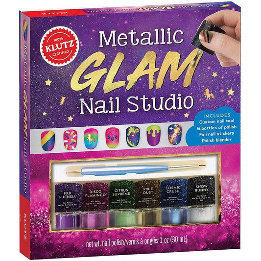 كلوتز DIY مانيكير معدني لامع، مجموعة أدوات تزيين الأظافر