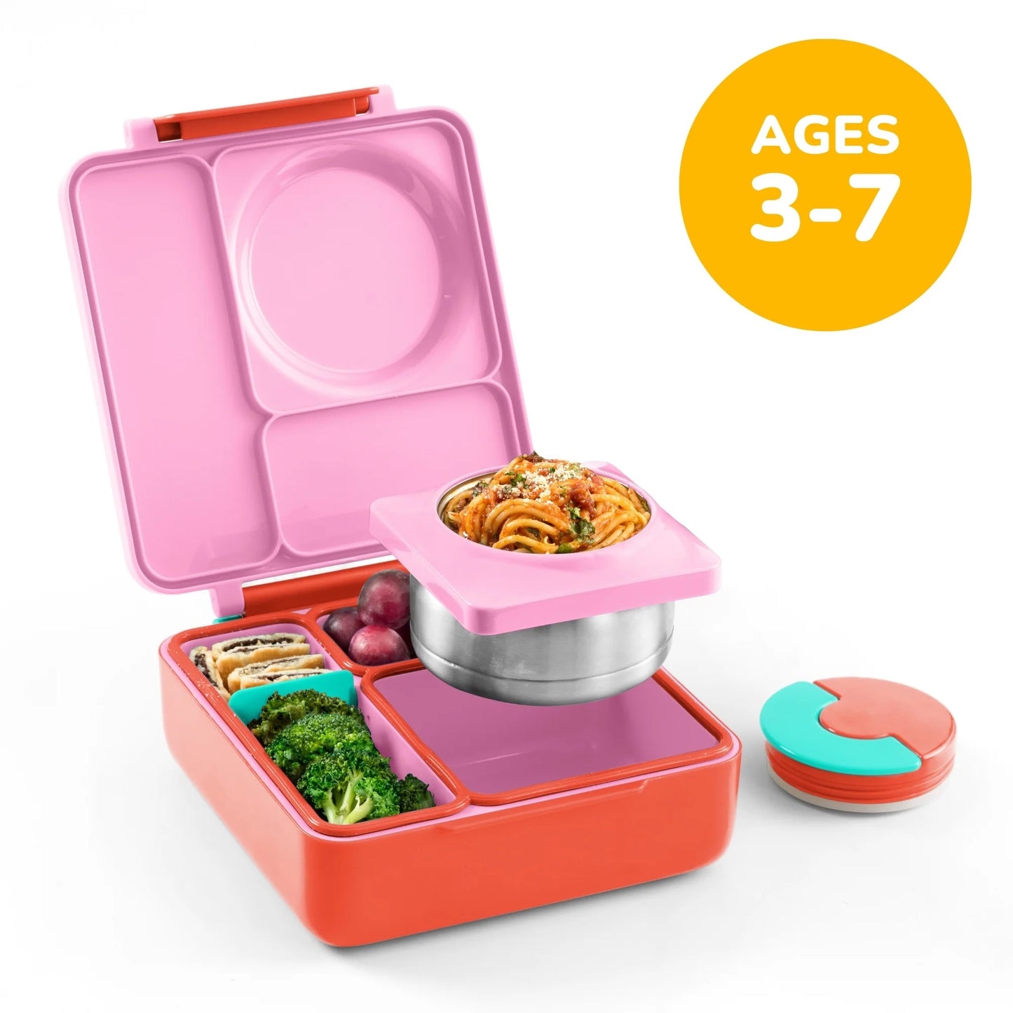 OmieBox Bento Box | With Insulated Thermos | Pink Berry