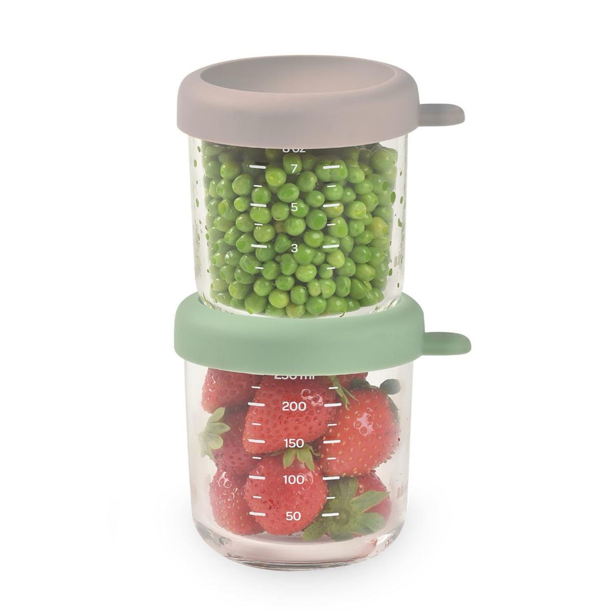 BEABA - Glass Portion Jars | 250ml | Sage Green - Gazelle | Set of 2 BEABA - Glass Portion Jars | 250ml | Sage Green - Gazelle | Set of 2