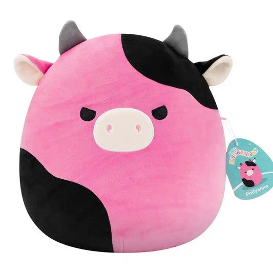 Squishmallows - Medium Plush 12" Pollyanna - Black and Pink Cow - Mischievous Eyes