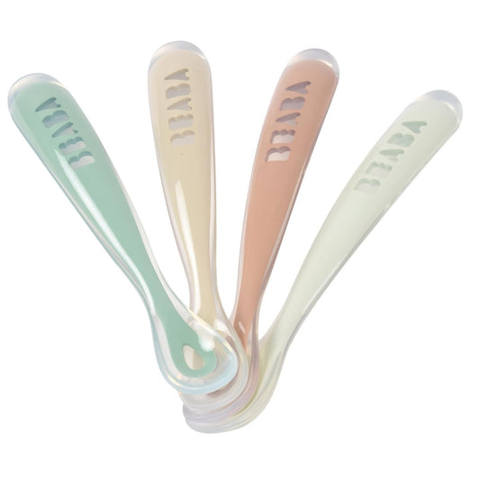 Beaba - 1st Age Silicone Spoons | Natural | Set of 4 | 4m+