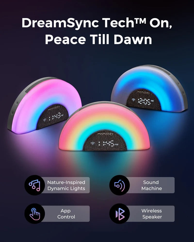 Momcozy - DreamSync Tech Smart Baby Sound Machine Rainbow Light | App Remote Control