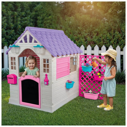 Dolu - Garden Playhouse with Fence | Pink