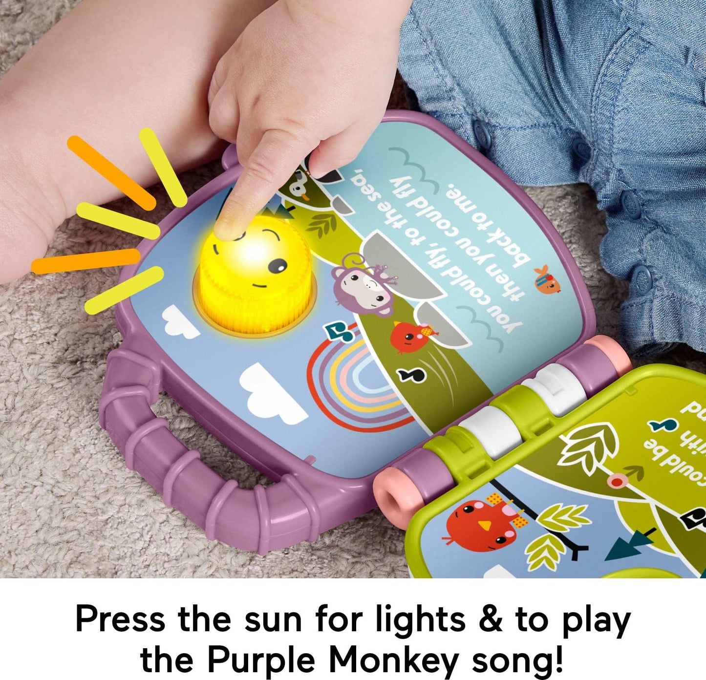 Fisher Price - Purple Monkey Musical Storybook Baby Toy