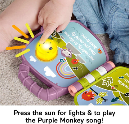 Fisher Price - Purple Monkey Musical Storybook Baby Toy