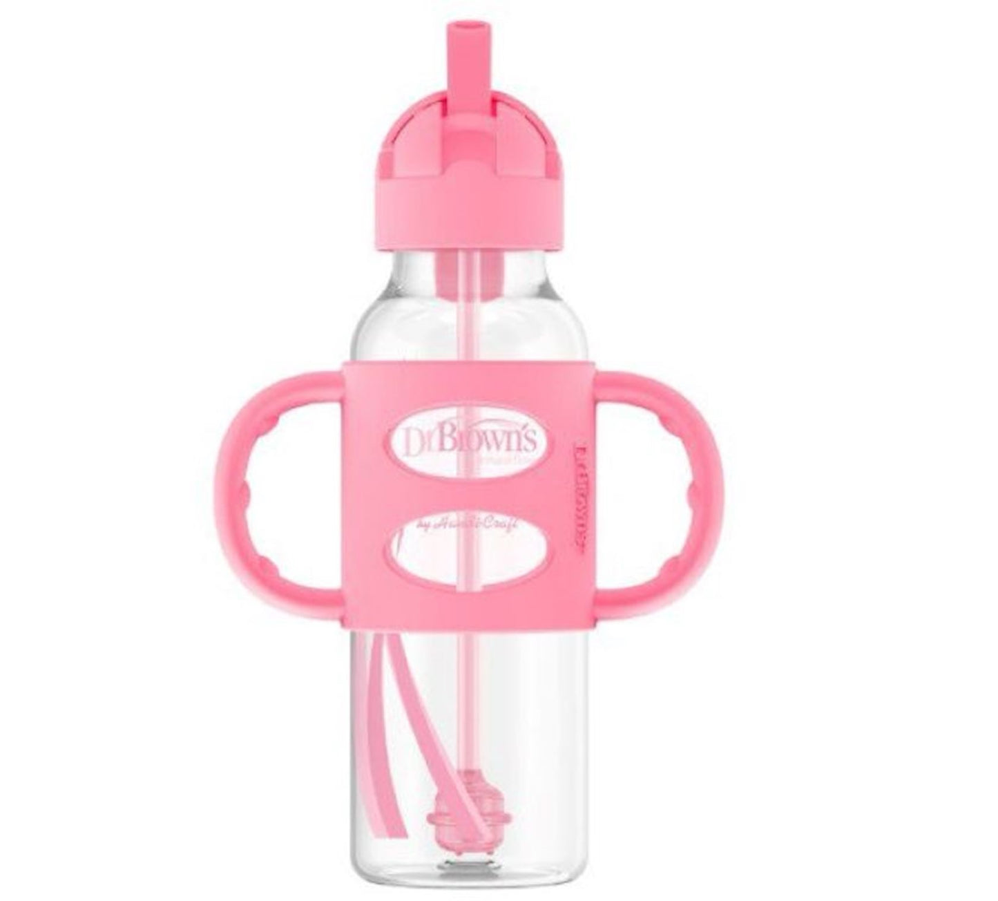 Dr. Brown's - Narrow-Neck Weighted Sippy Bottle with Silicone Handles | Pink | 250ml | 6m+