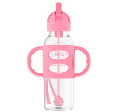 Dr. Brown's - Narrow-Neck Weighted Sippy Bottle with Silicone Handles | Pink | 250ml | 6m+