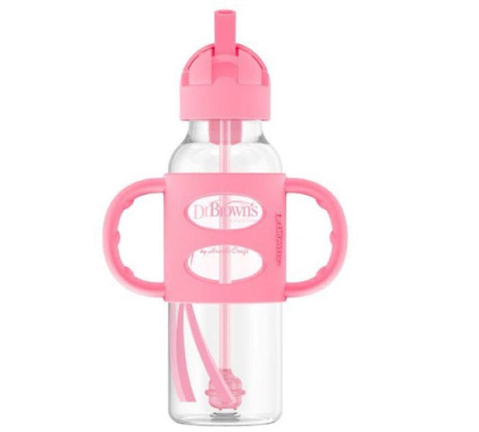 Dr. Brown's - Narrow-Neck Weighted Sippy Bottle with Silicone Handles | Pink | 250ml | 6m+
