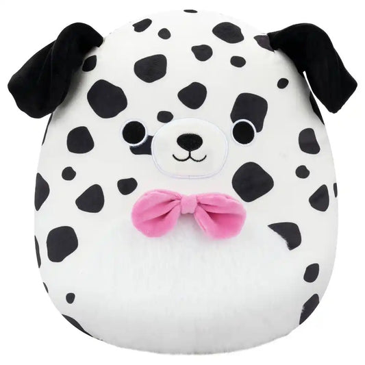 Squishmallows - Medium Plush 12" Dustin - White Dalmatian W/Fuzzy Belly and Bowtie
