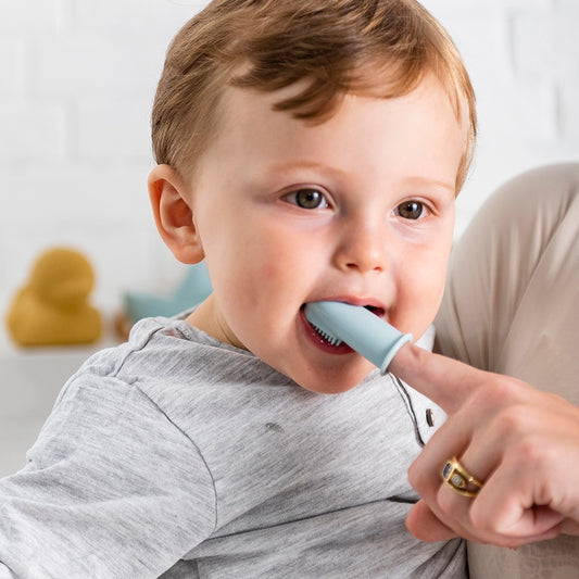Nattou Silicone Finger Toothbrush Set Petrol Blue & Aqua Blue — BambiniJO Jordan