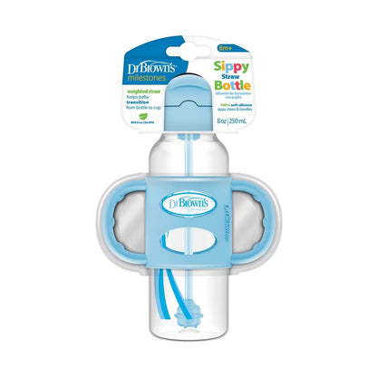 Dr. Brown's - Narrow-Neck Weighted Sippy Bottle with Silicone Handles | Blue | 250ml | 6m+