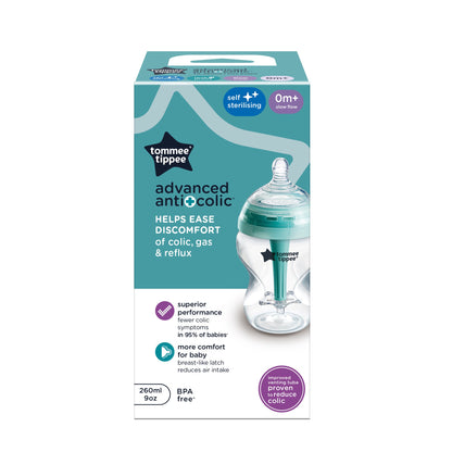 Tommee Tippee Advanced Anti-Colic Bottle X1, 260 ml with Heat Sensing Tube