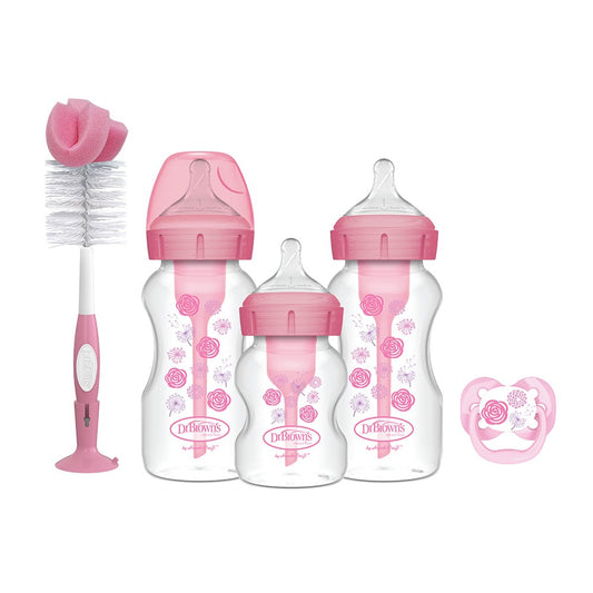 Dr Brown's - Wide-Neck Options+ Anti-Colic Baby Bottles Gift Set Pink — BambiniJO Jordan