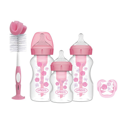 Dr Brown's - Wide-Neck Options+ Anti-Colic Baby Bottles Gift Set | Pink