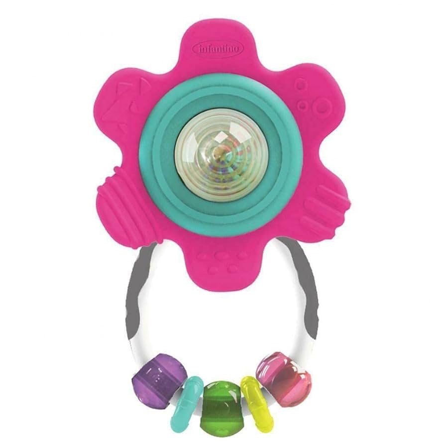 Infantino - Spin & Rattle Teether | Pink | 0M+ Infantino - Spin & Rattle Teether | Pink | 0M+