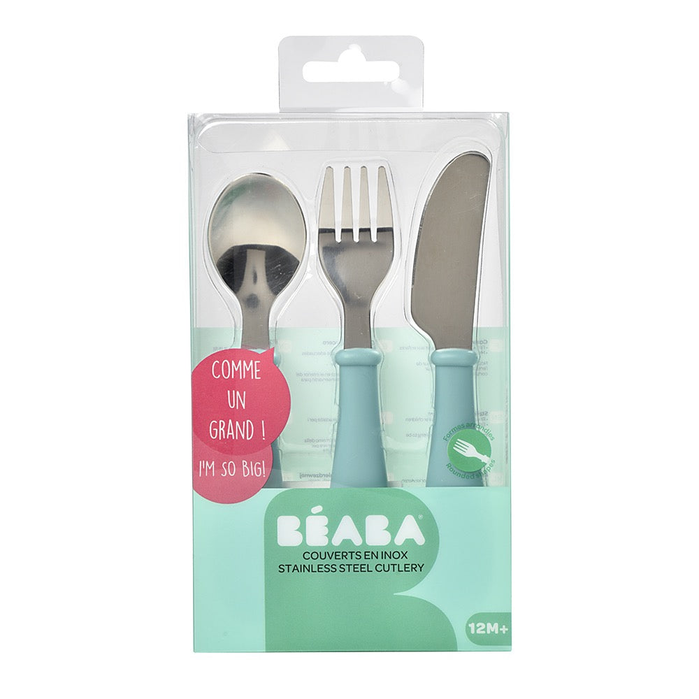 Beaba - Training Cutlery Set | Stainless Steel Airy Green | 8m+