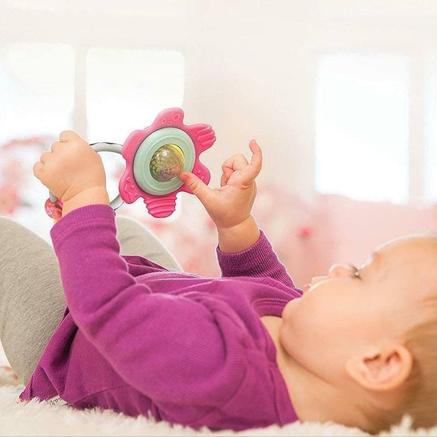 Infantino - Spin & Rattle Teether | Pink | 0M+ Infantino - Spin & Rattle Teether | Pink | 0M+
