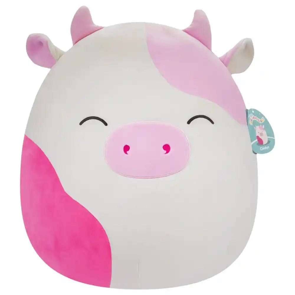 Squishmallows - Large Plush 16" Caedyn - Pink Spotted Cow Closed EYES