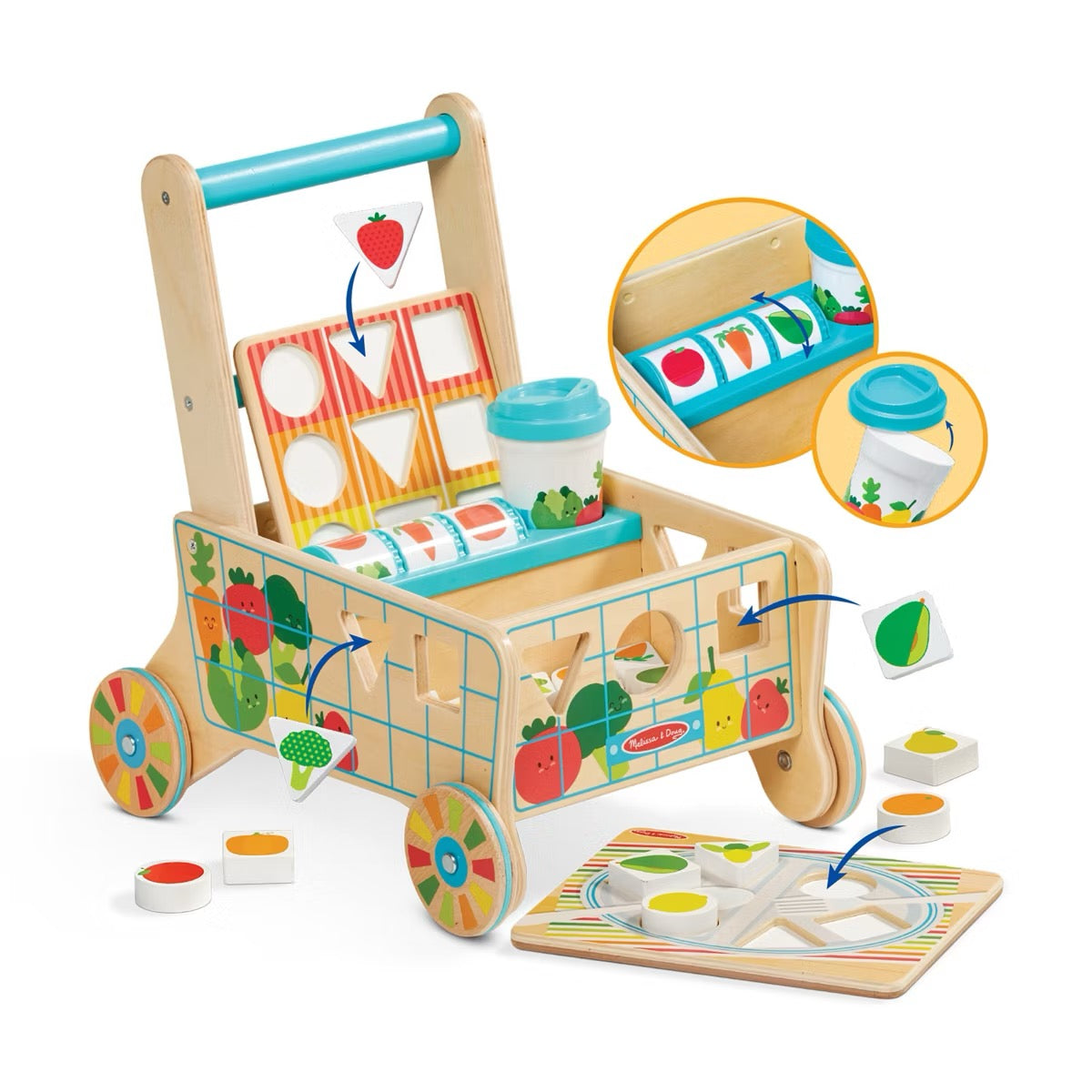 Melissa & Doug - Wooden Shape Sorting Grocery Cart Melissa & Doug - Wooden Shape Sorting Grocery Cart
