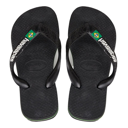 Havaianas - Kids Brasil Logo  Flip Flops | Black
