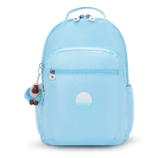 Kipling SEOUL Lap backpack Sea Blue Metallic large - front view