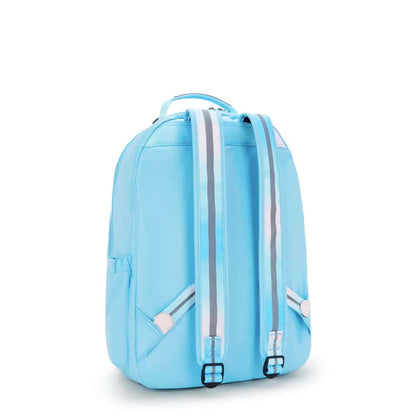 Kipling SEOUL Lap backpack Sea Blue Metallic large - back view