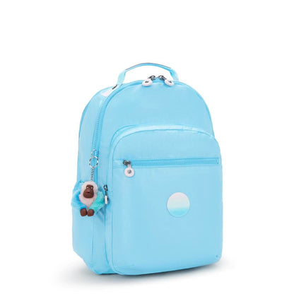 Kipling SEOUL Lap backpack Sea Blue Metallic large - side view