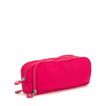 Kipling GITROY Pencil Case True Pink Large - open view showing pen loops