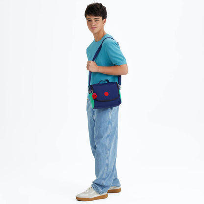 Kipling New Kichirou Insulated Lunch Bag Escape Blue Block - on model