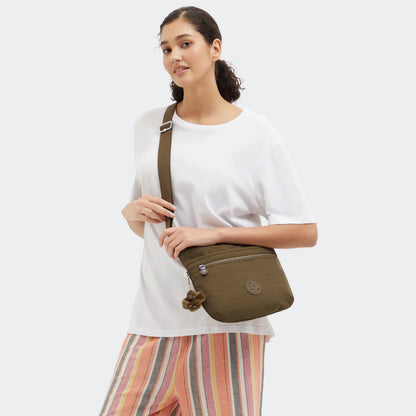 Kipling ARTO Cross-Body Shoulder Bag Smooth Khaki - side view