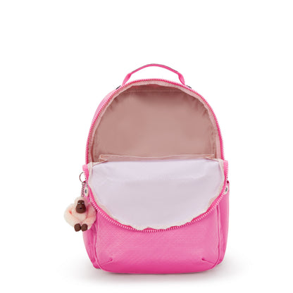 Kipling SEOUL LAP Backpack Pink Mermaid Embossed - detail view