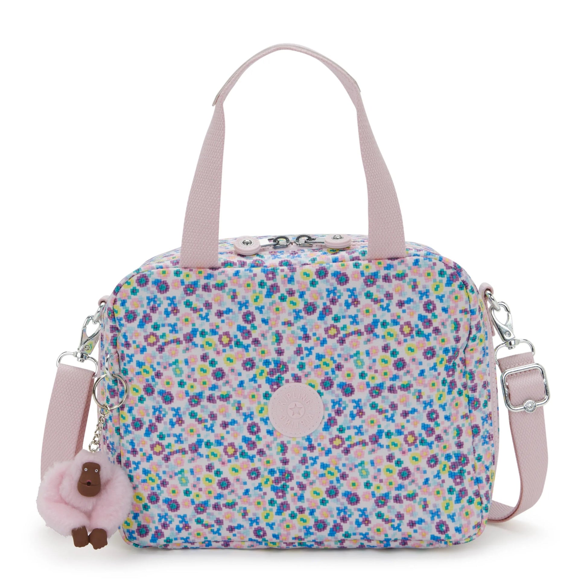 Kipling MIYO Insulated Lunch Bag with Trolley Sleeve Digi Flower Print - front view