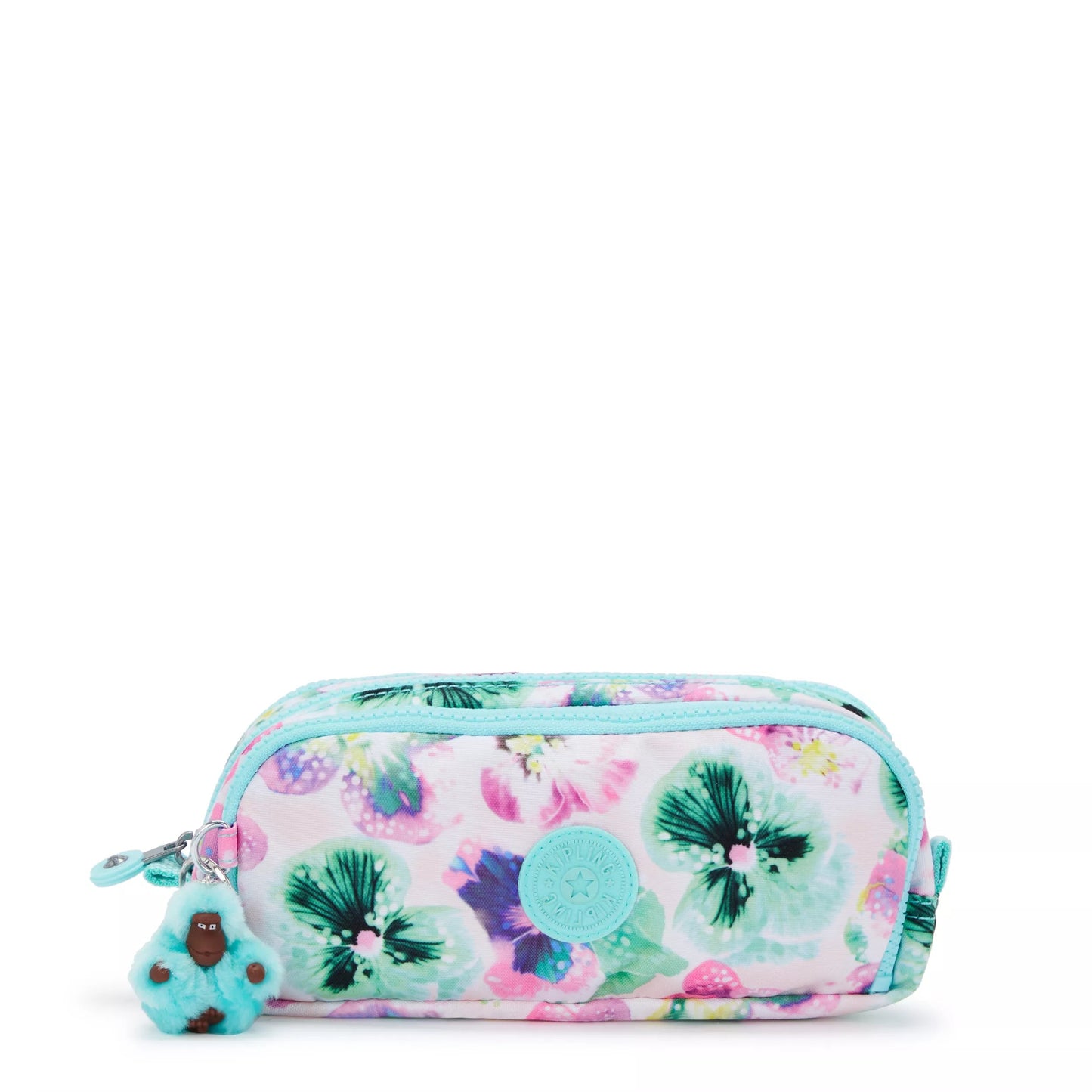 Kipling GITROY Pencase Aqua Blossom Large - front view