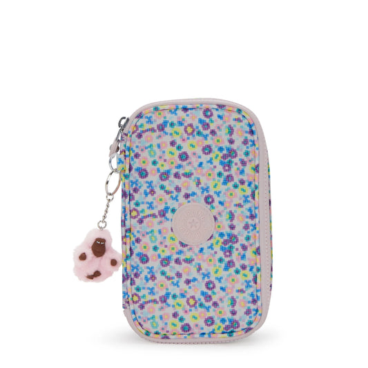 Kipling 50 PENS Digi Flower Print pencase - front view