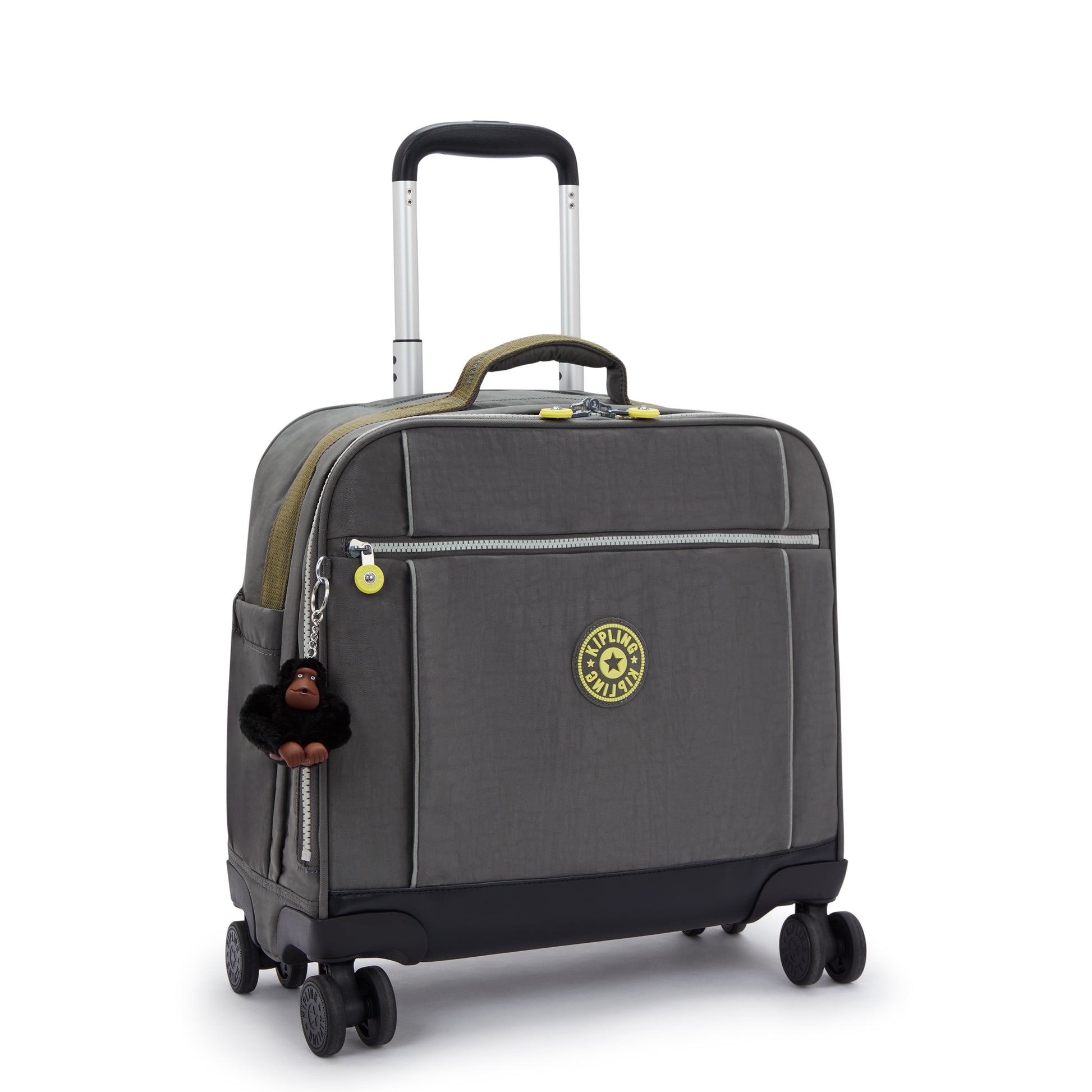 Kipling New Storia Kids' 4-Wheeled School Trolley Bag - Back to Grey - detail view