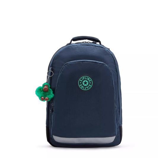 Kipling Class Room Backpack Blue Green Block - front view