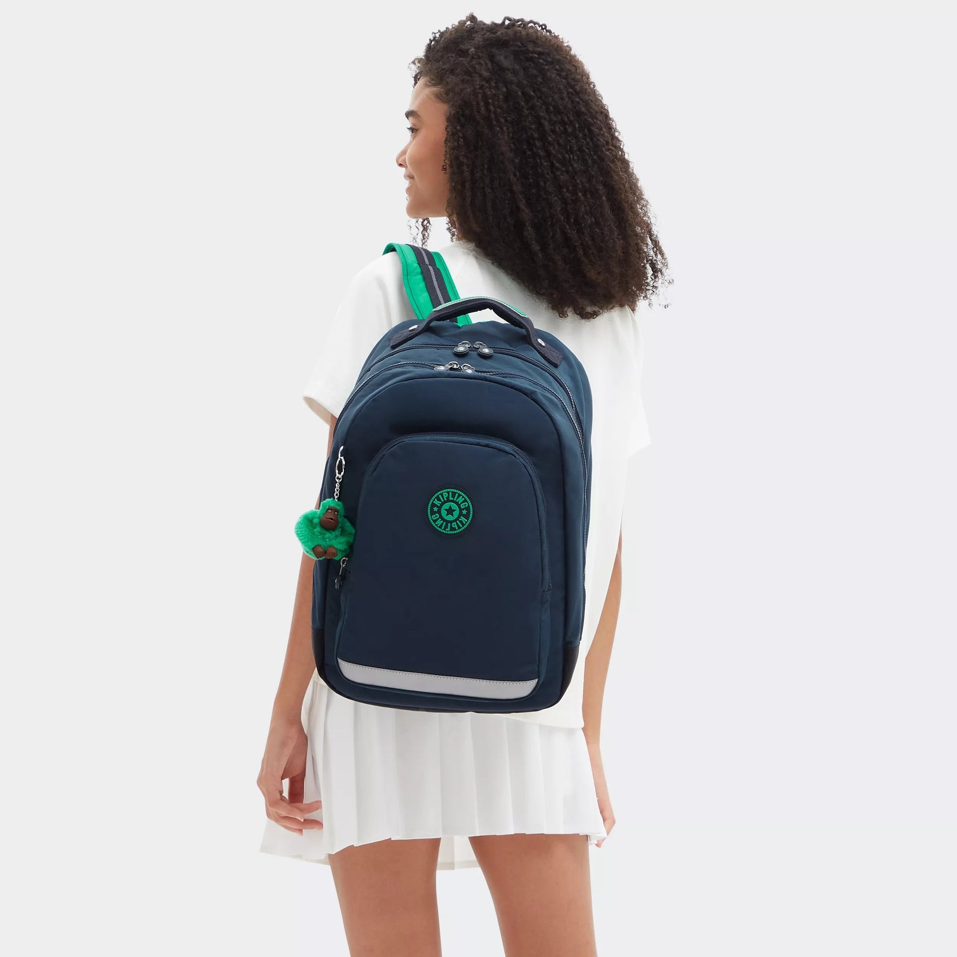 Kipling Class Room Backpack Blue Green Block - detail view