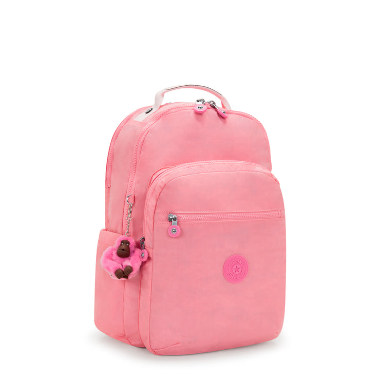 Kipling Seoul Lap Backpack Coral Sea - Large, back view