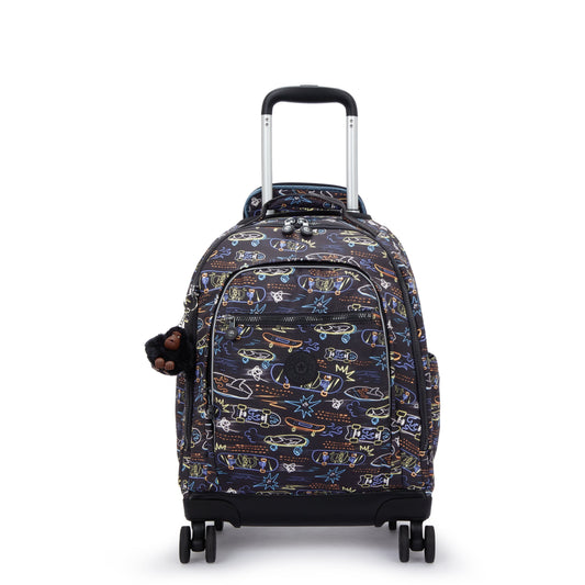 Kipling New Zea Kids' Wheeled Backpack Neon Skate - front view