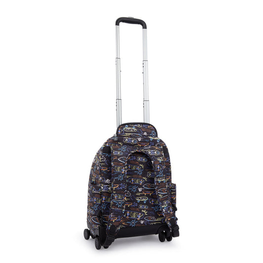 Kipling New Zea Kids' Wheeled Backpack Neon Skate - side view — BambiniJO Jordan