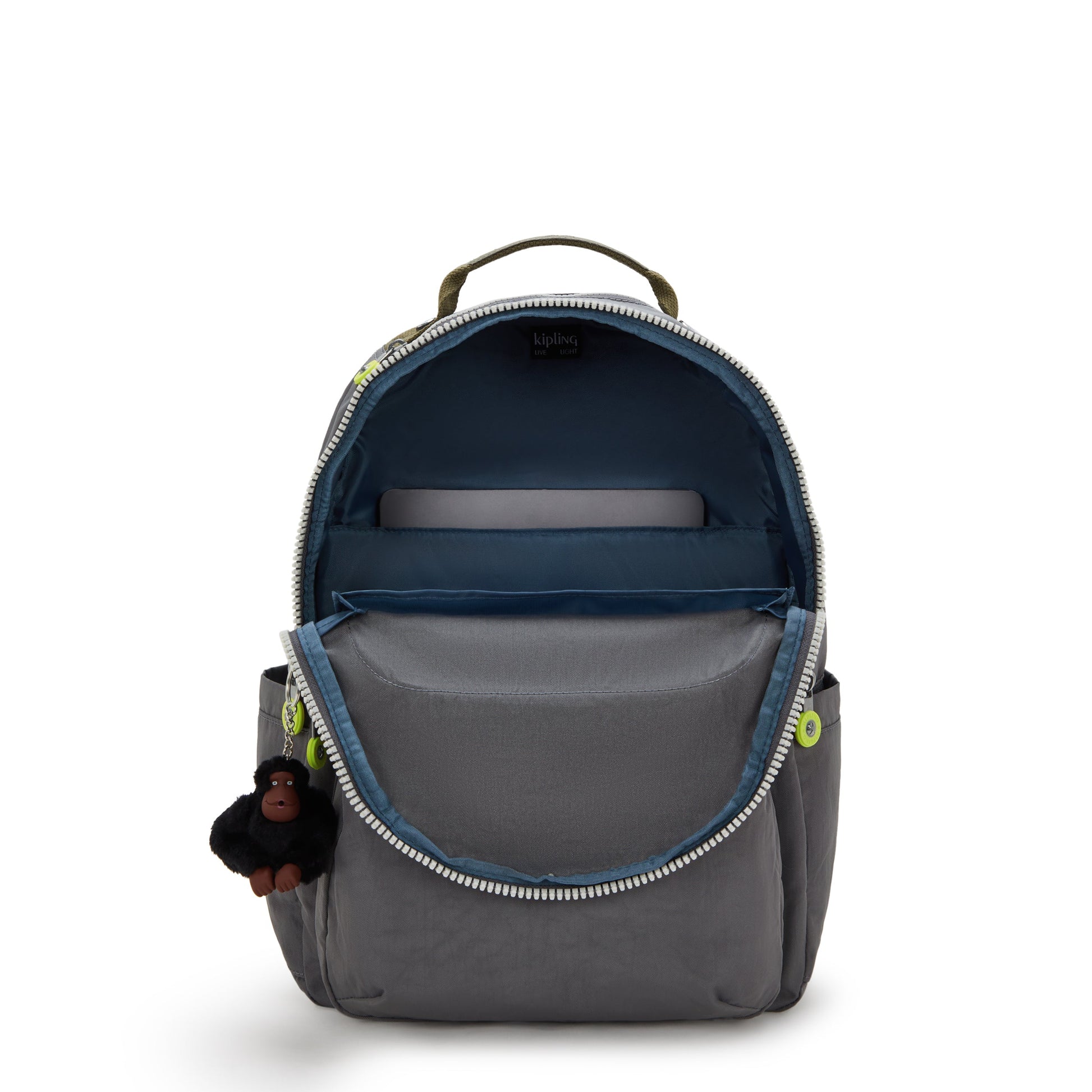 Kipling SEOUL Large Backpack Back To Grey - interior/laptop compartment view