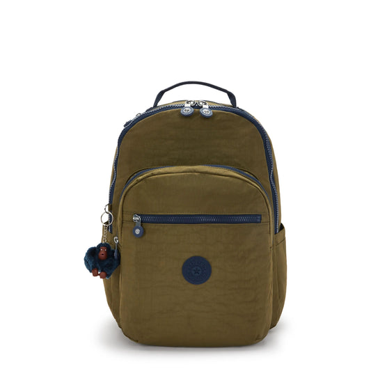 Kipling Seoul BTS Laptop Backpack Treasure Green - front view