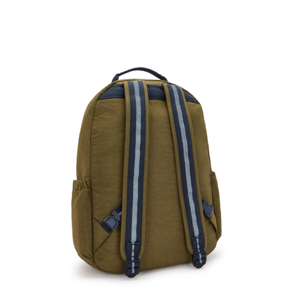 Kipling Seoul BTS Laptop Backpack Treasure Green - back view