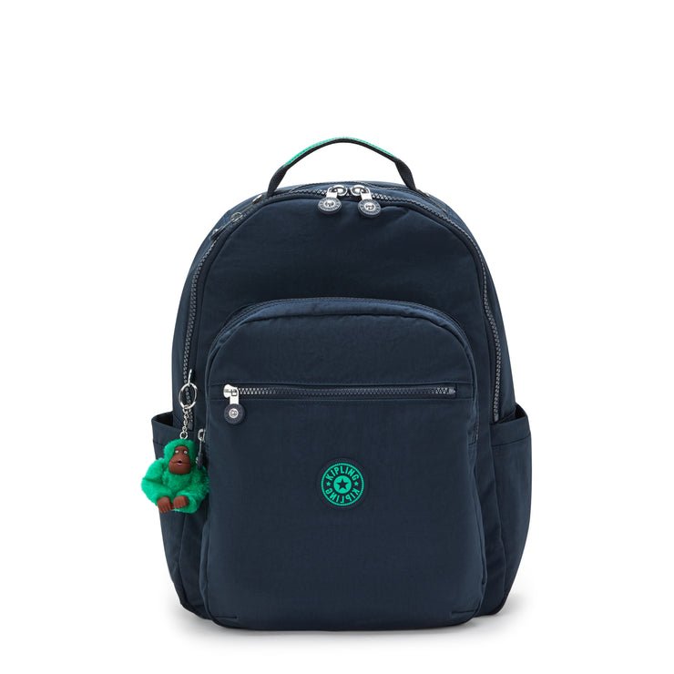 Kipling Seoul Large Backpack Blue Green Block - front view